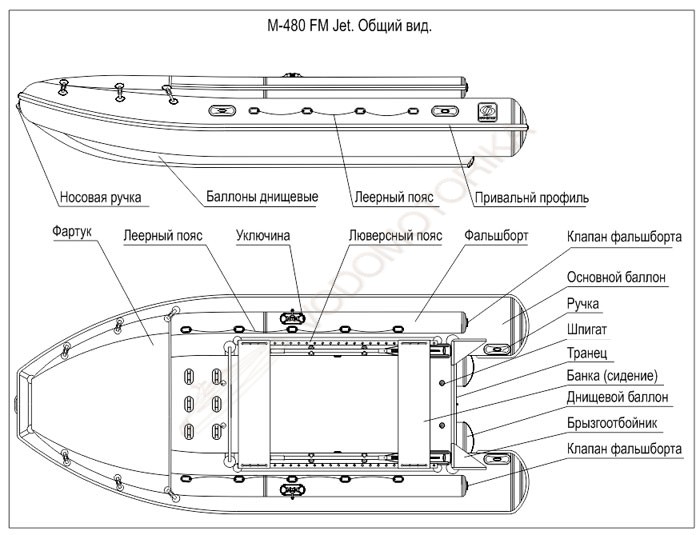 Надувная лодка Фрегат M-480 FM L (серая)